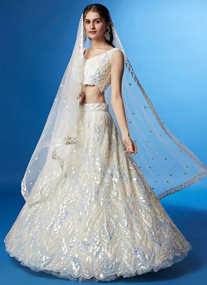Embroidered Net A - Line Lehenga - L2351