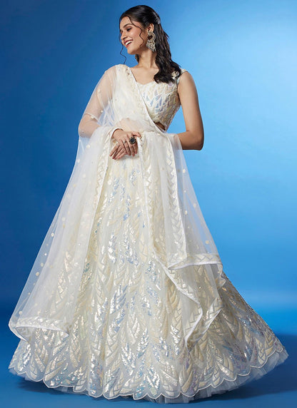 Embroidered Net A - Line Lehenga - L2351