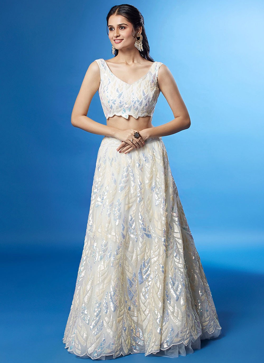 Embroidered Net A - Line Lehenga - L2351