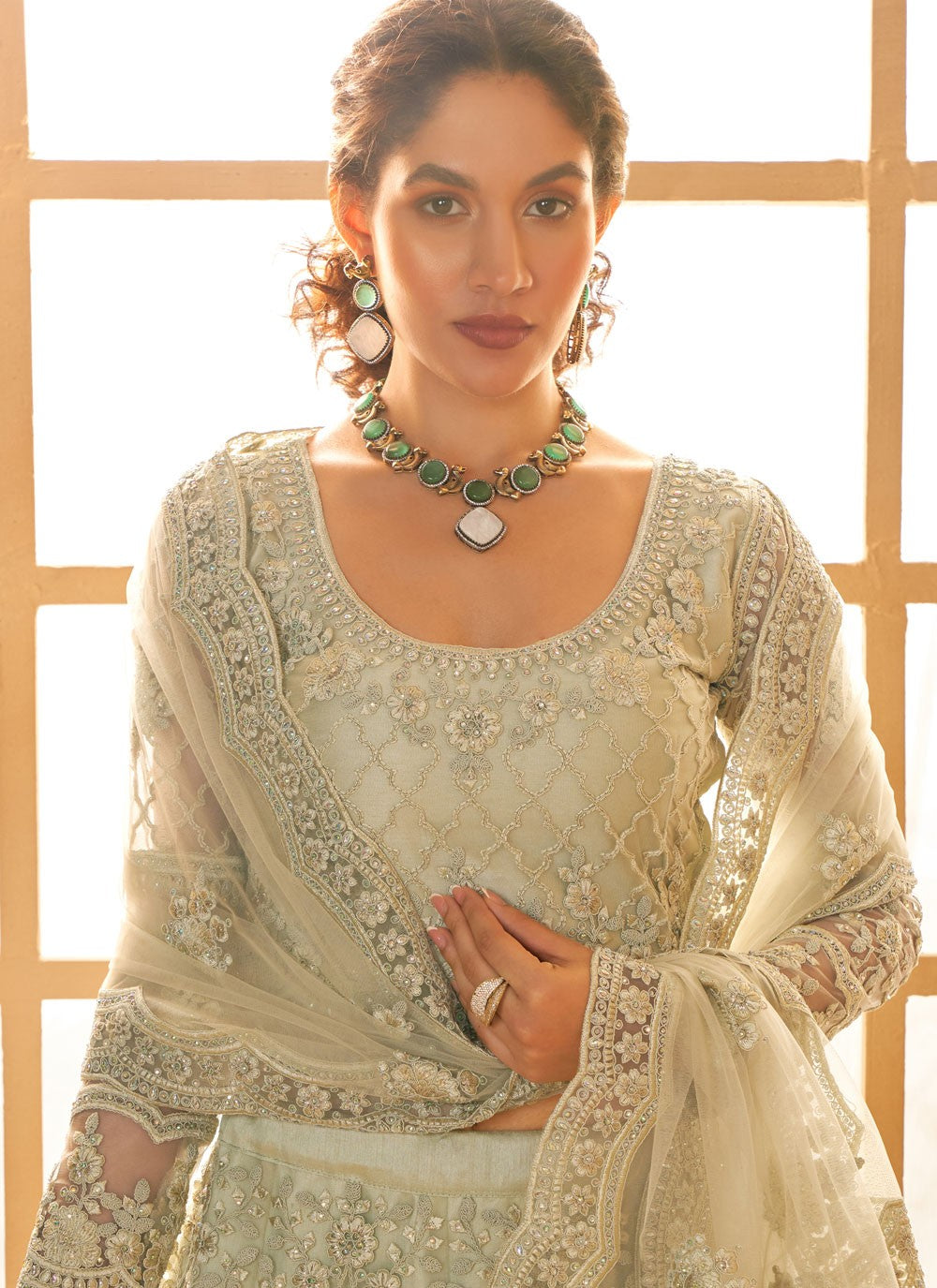 Cord Net A - Line Lehenga - L2719