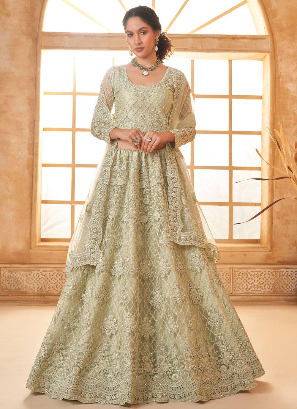 Cord Net A - Line Lehenga - L2719