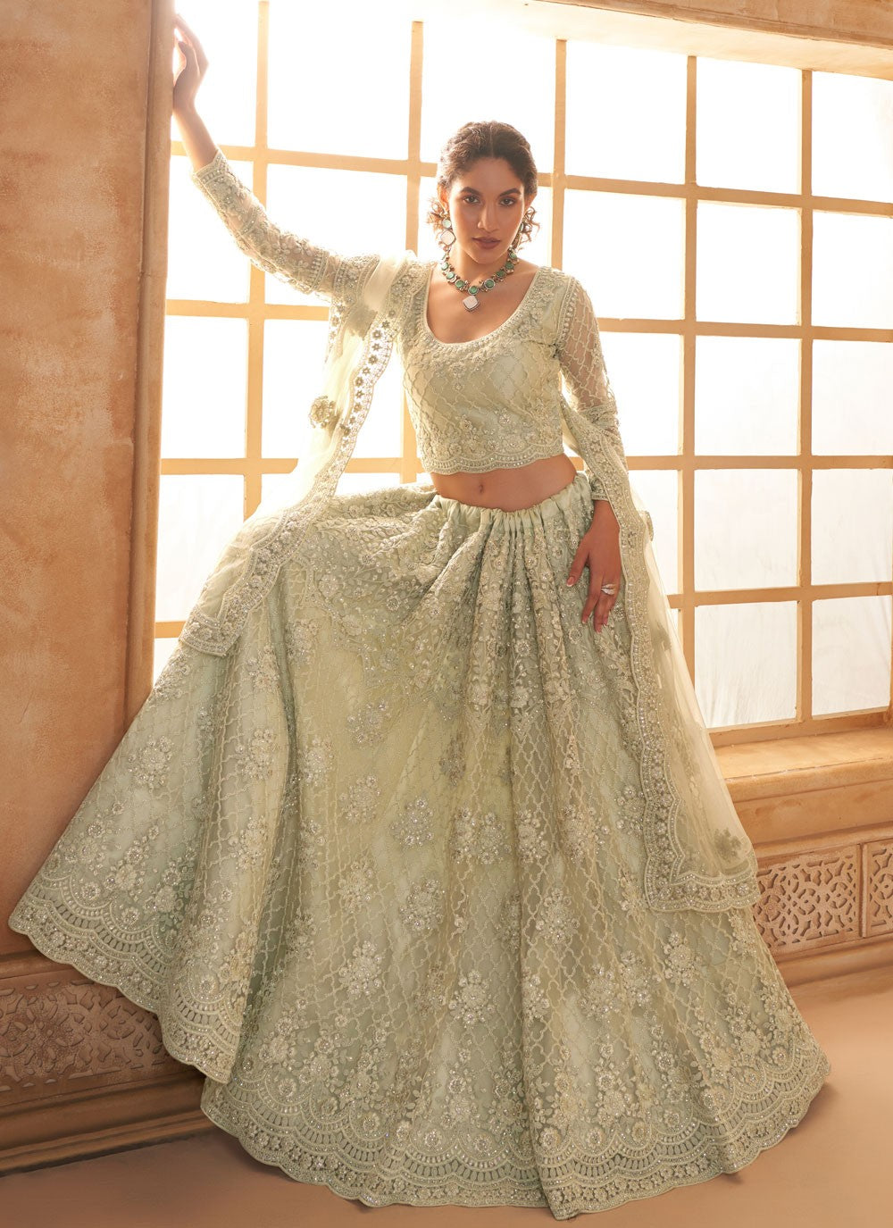 Cord Net A - Line Lehenga - L2719