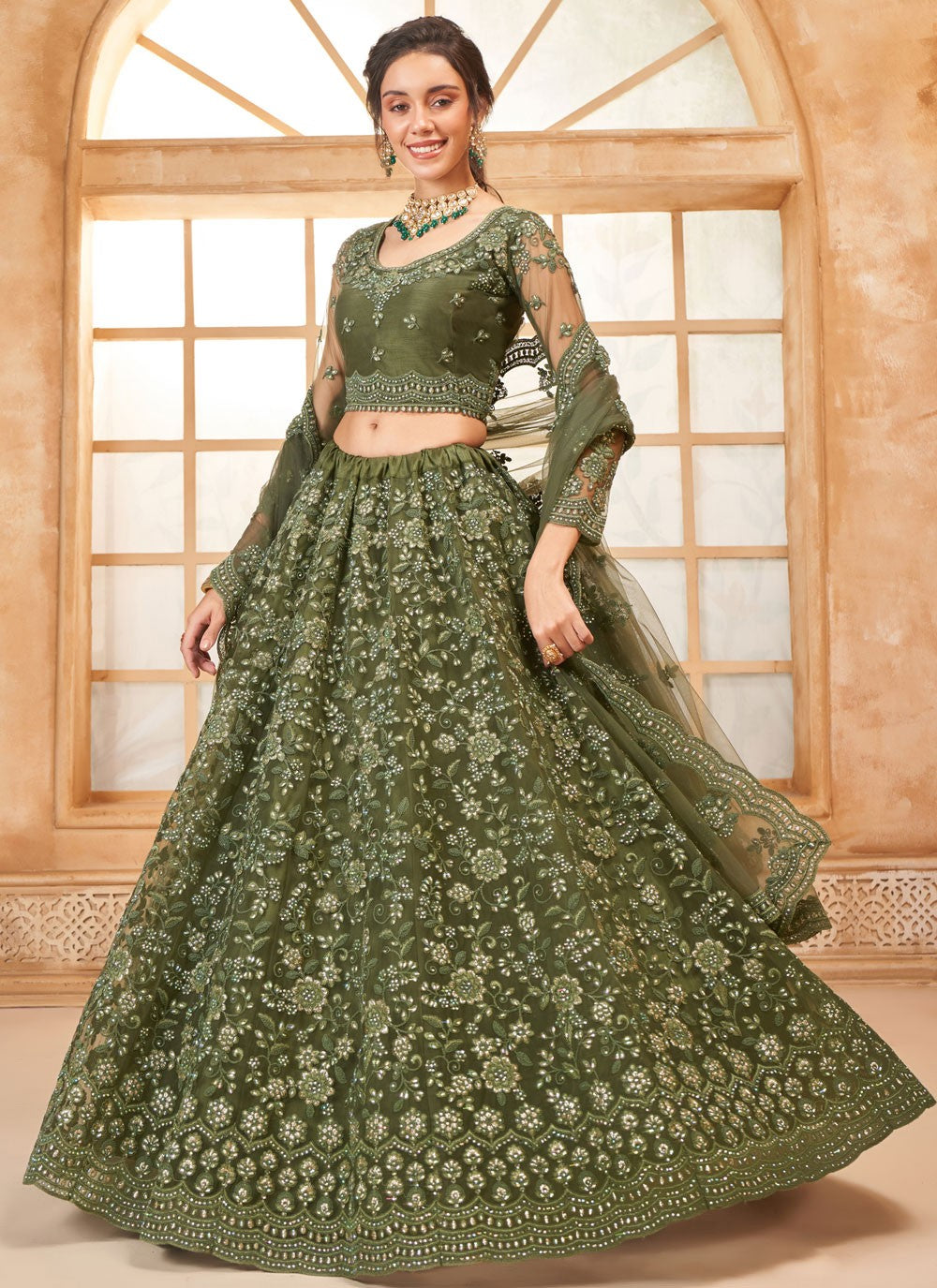 Cord Net A - Line Lehenga - L2719