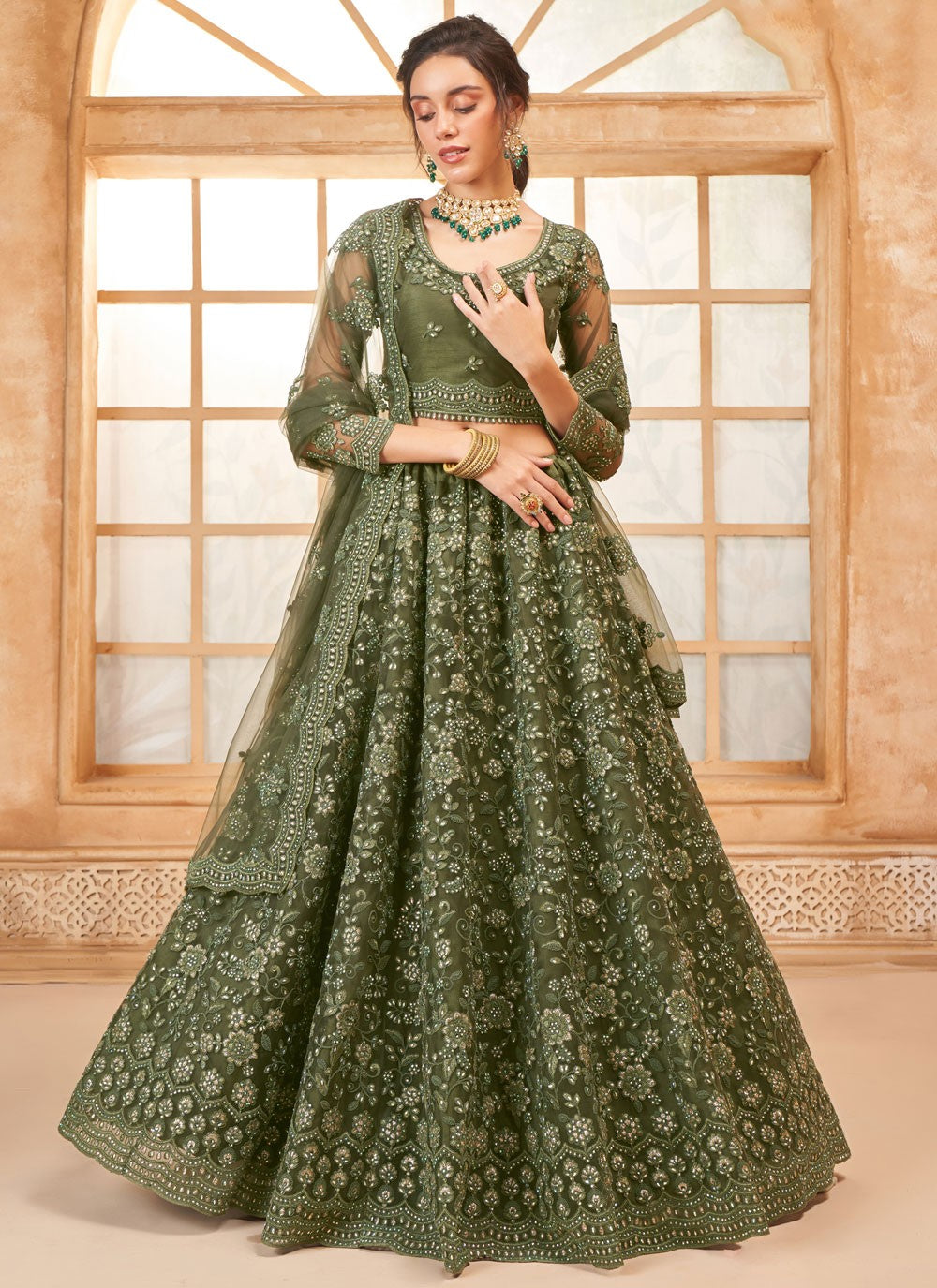 Cord Net A - Line Lehenga - L2719