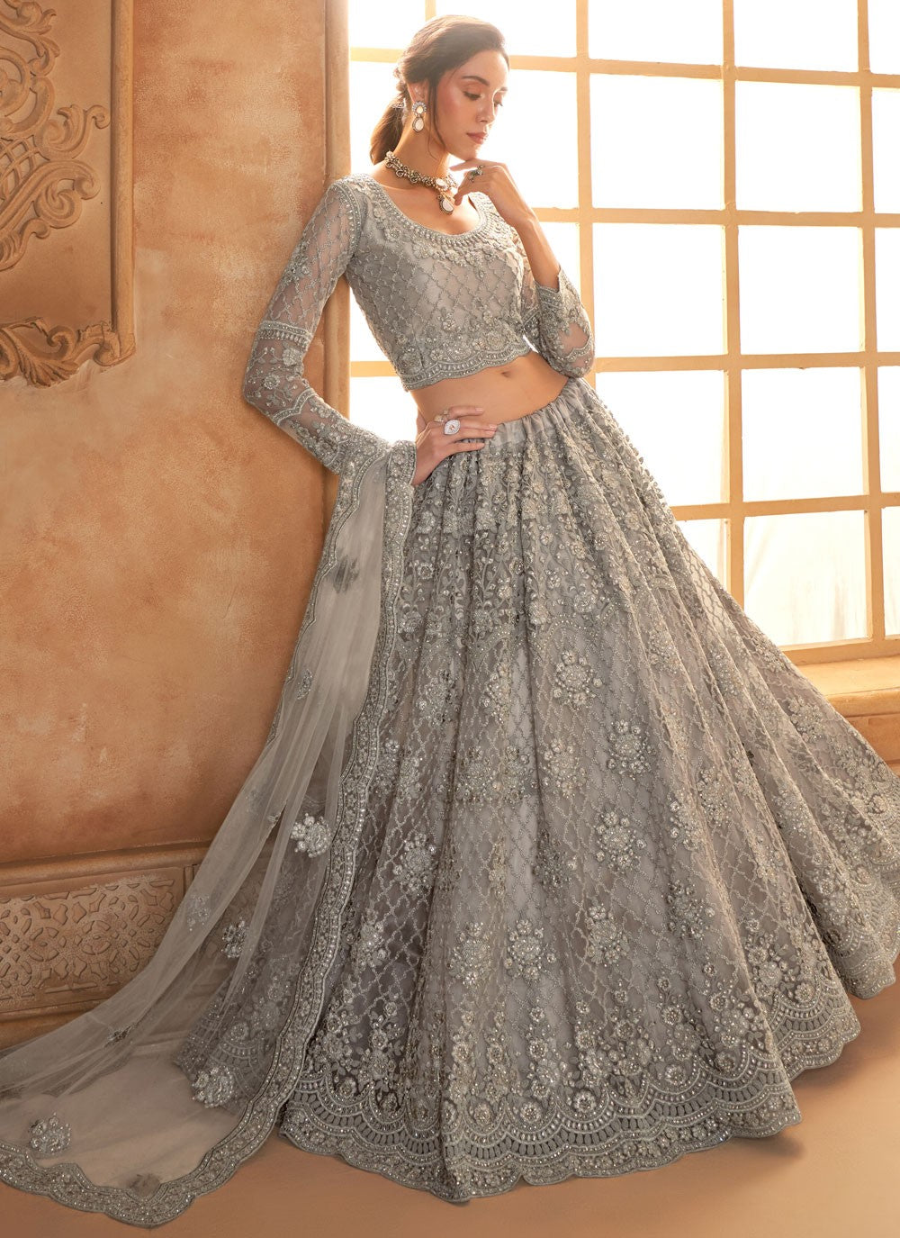Cord Net A - Line Lehenga - L2719