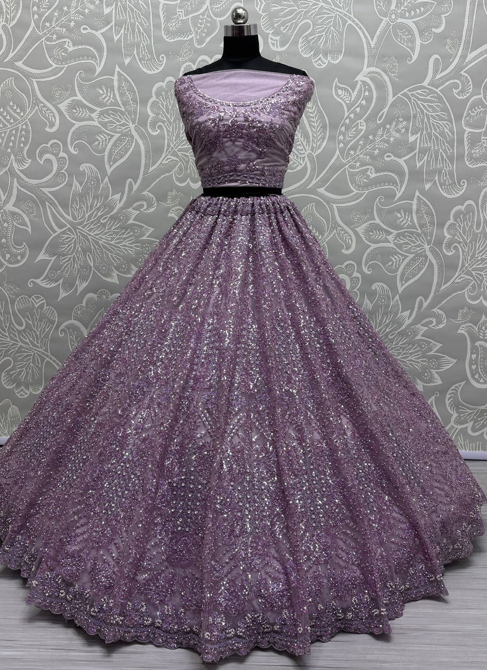 Net Engagement, Mehandi & Sangeet, Reception A - Line Lehenga L3615