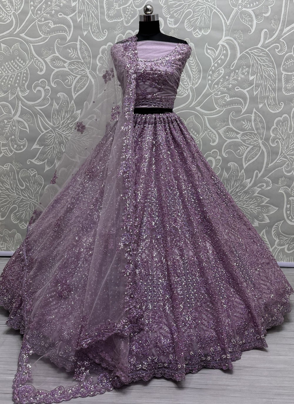 Net Engagement, Mehandi & Sangeet, Reception A - Line Lehenga L3615