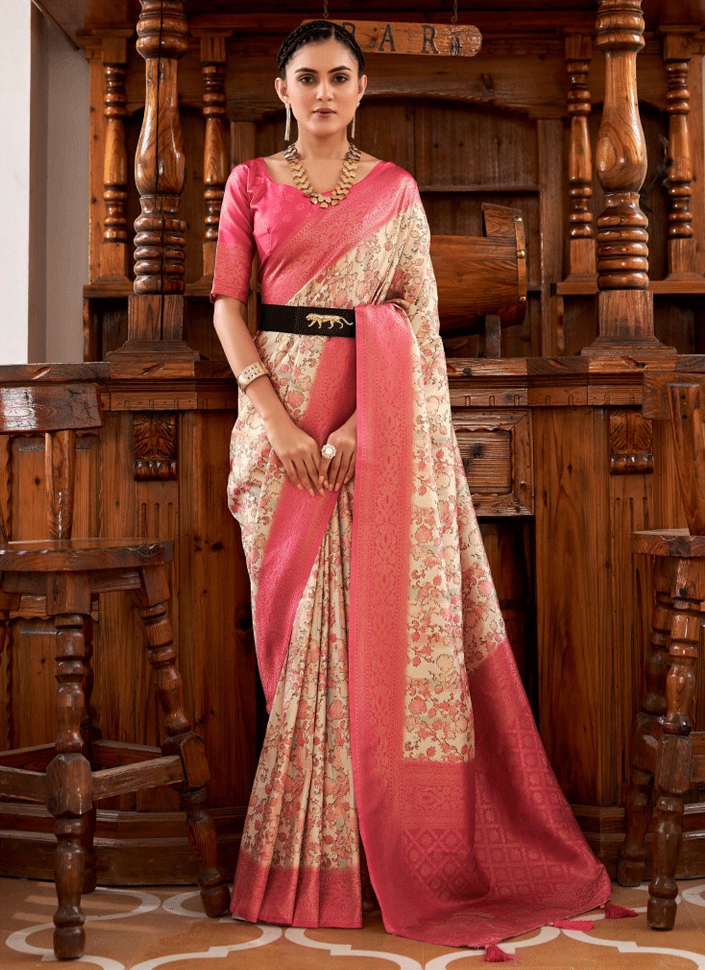 Classic Fancy Work Naylon Saree - S6349