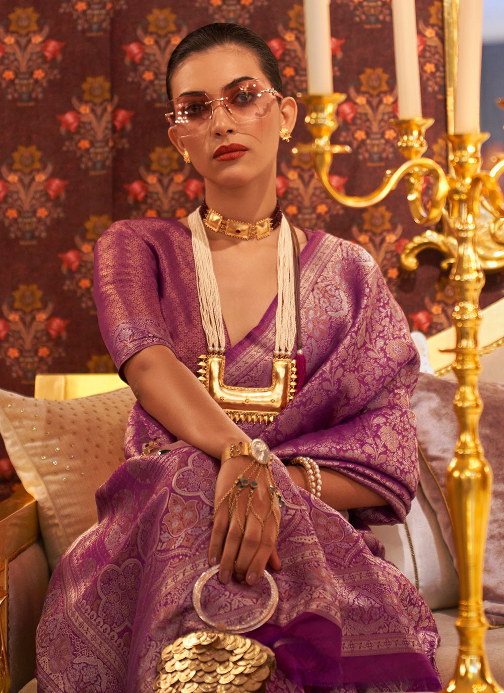 Designer Multi Work Naylon Saree - S3011