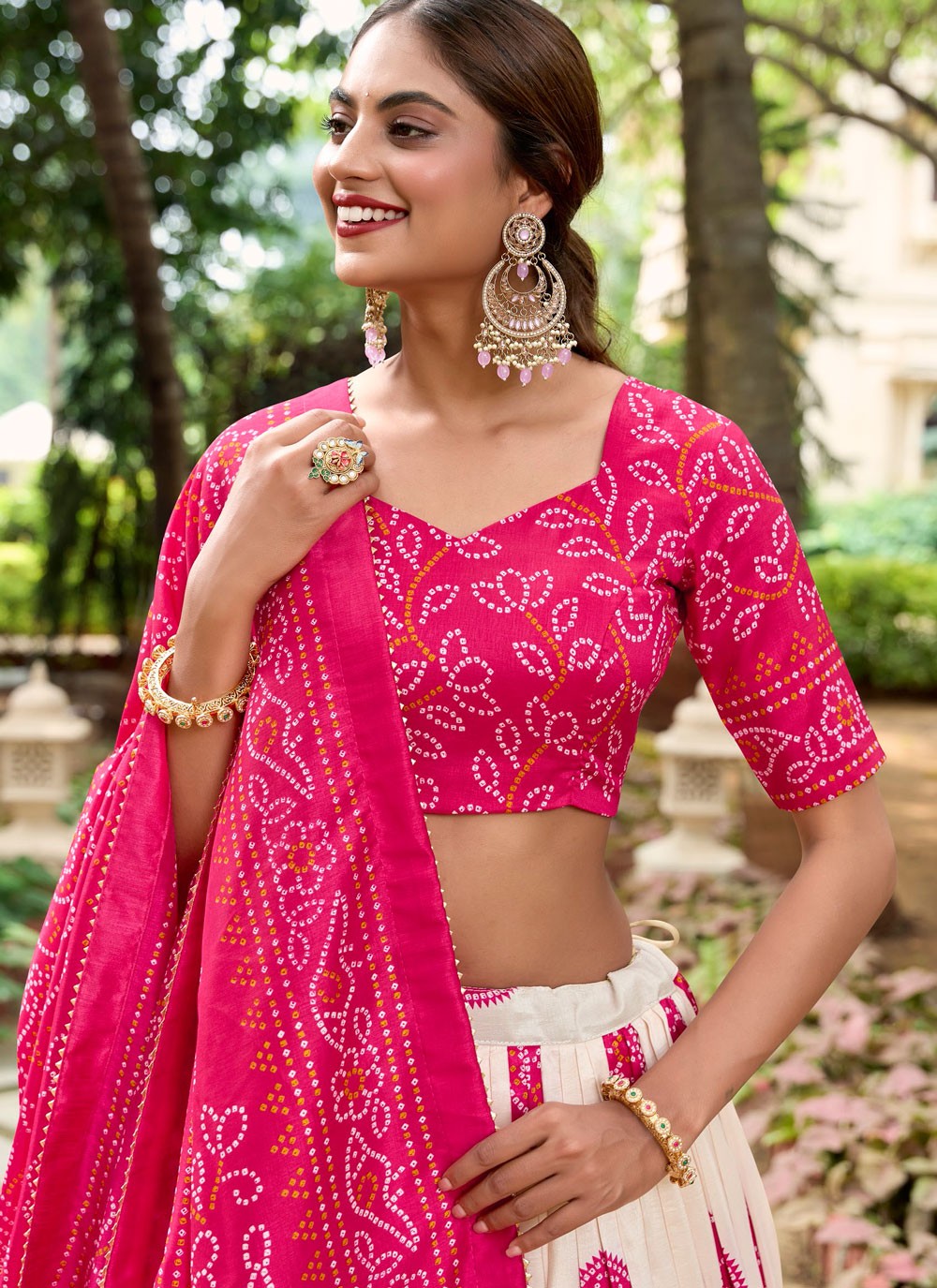 Bandhej Tussar Silk A - Line Lehenga - L2736