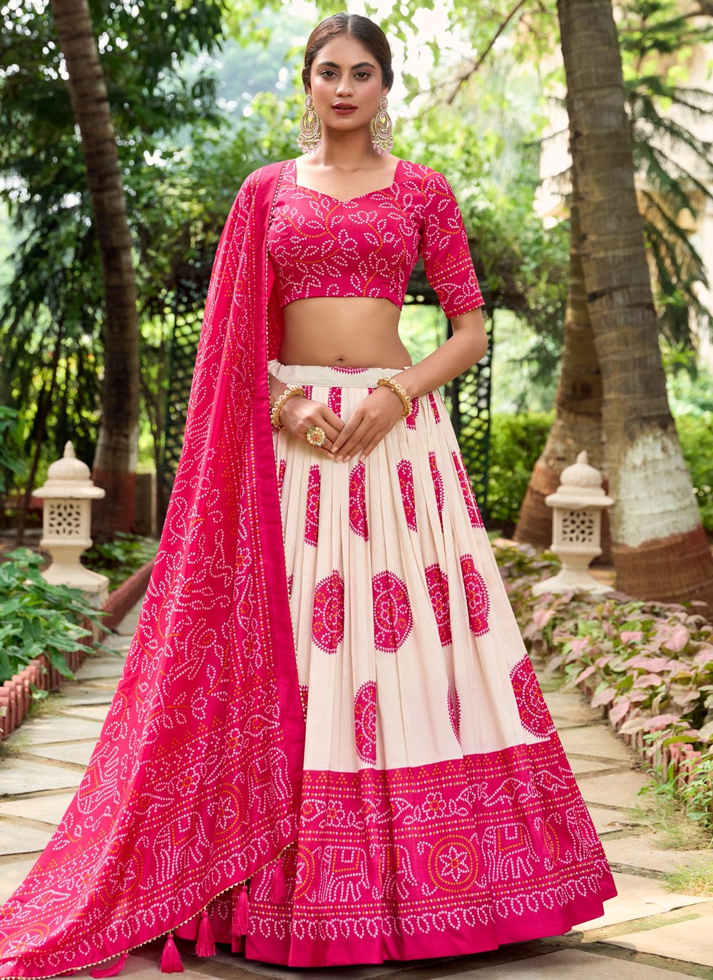 Bandhej Tussar Silk A - Line Lehenga - L2736