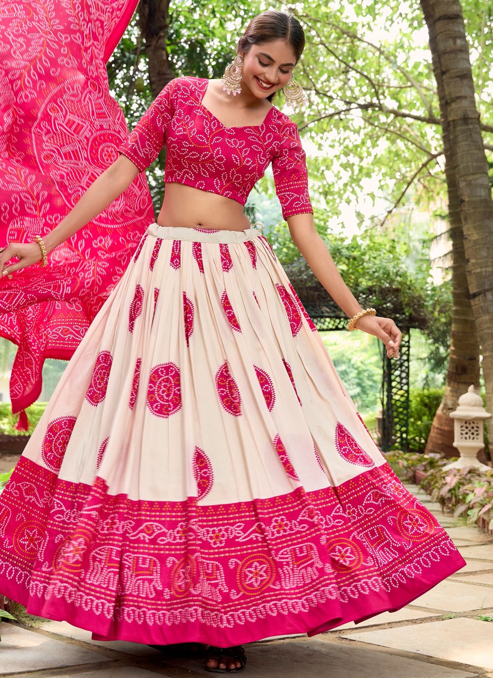 Bandhej Tussar Silk A - Line Lehenga - L2736