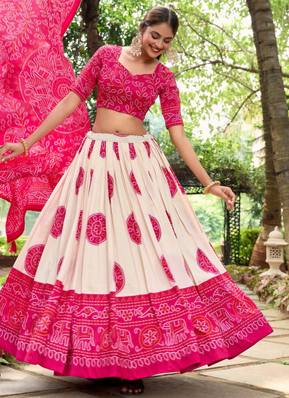 Bandhej Tussar Silk A - Line Lehenga - L2736