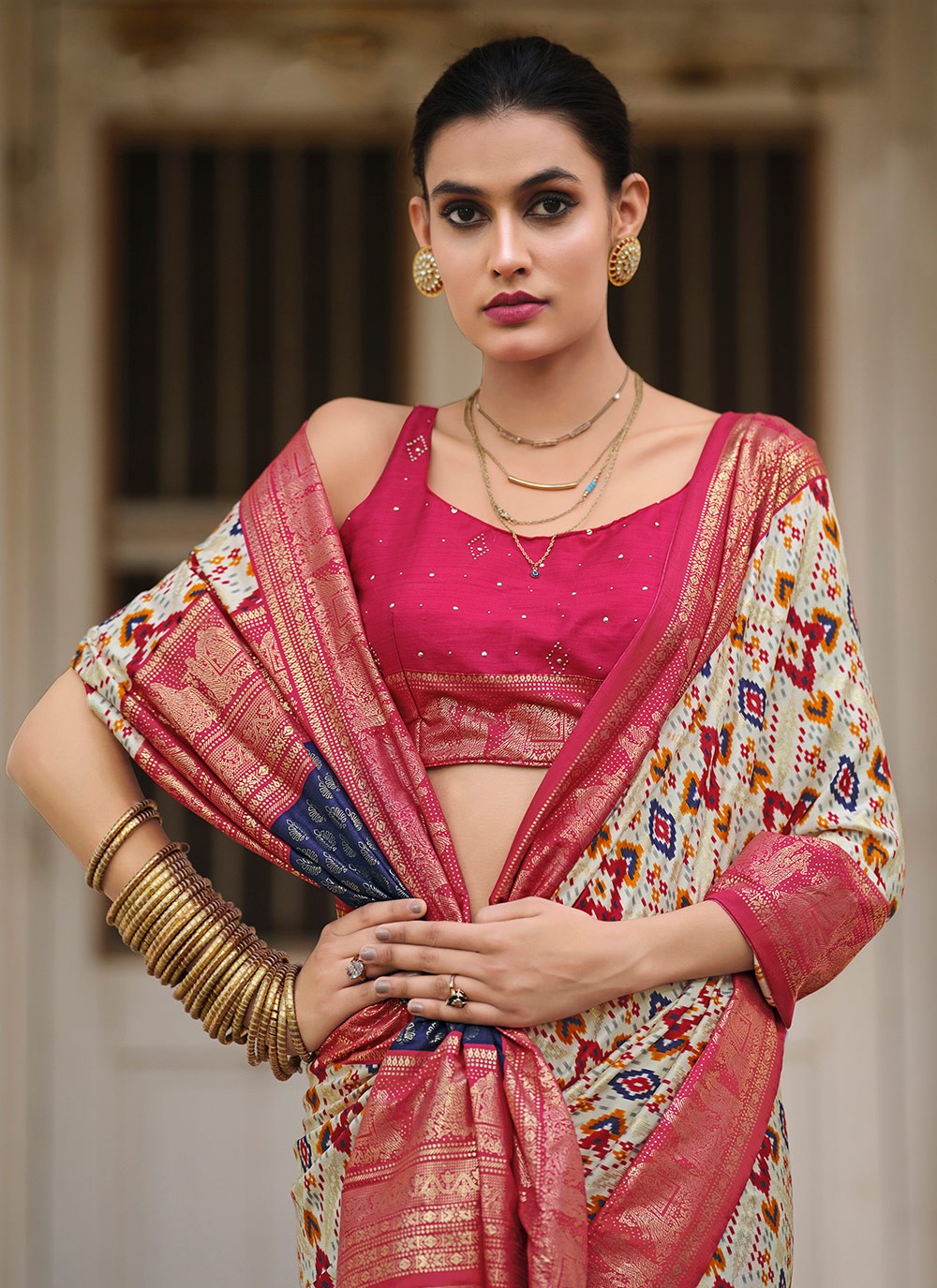 Classic Printed Tussar Silk Saree - S8996