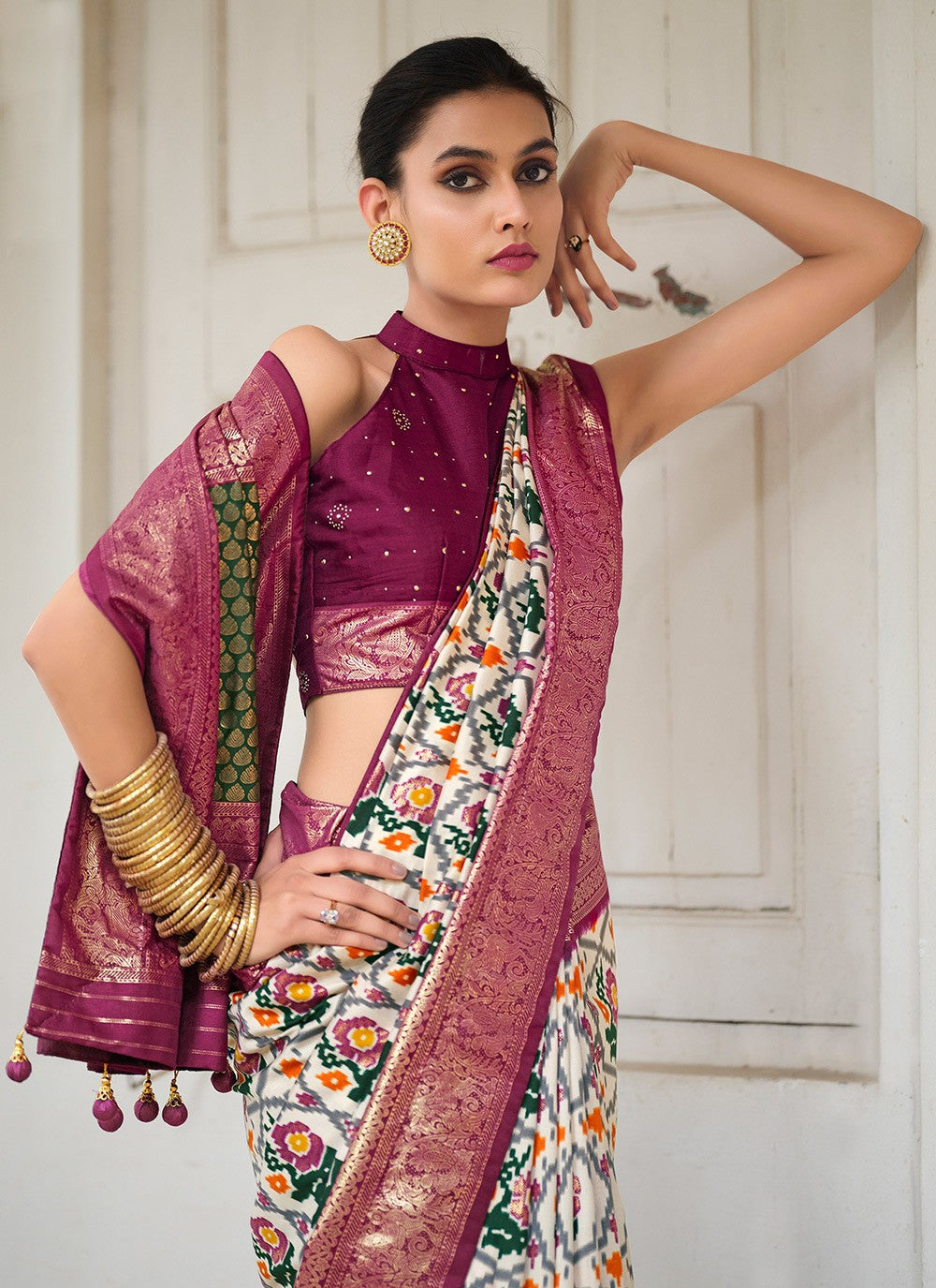 Classic Printed Tussar Silk Saree - S8996