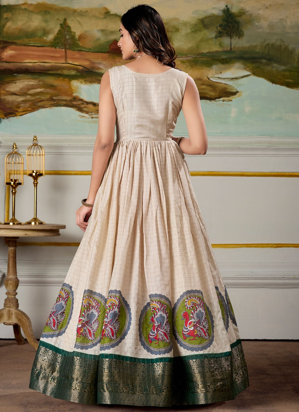 Fancy Work Pure Dola Off White Gown G1950