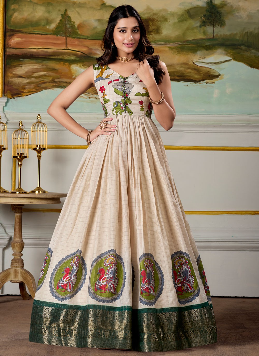 Fancy Work Pure Dola Off White Gown G1950