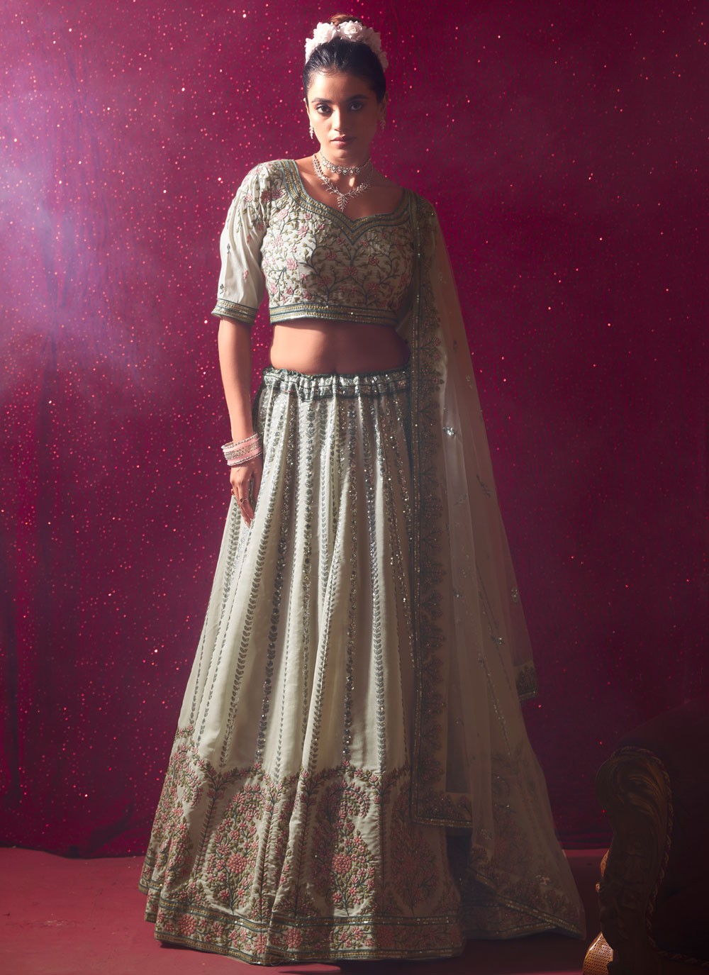 Embroidered Silk Readymade Lehenga Choli - L2211