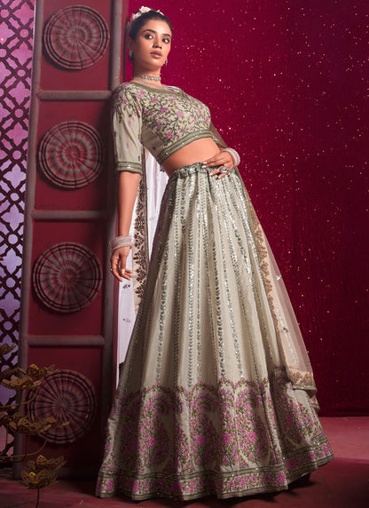 Embroidered Silk Readymade Lehenga Choli - L2211
