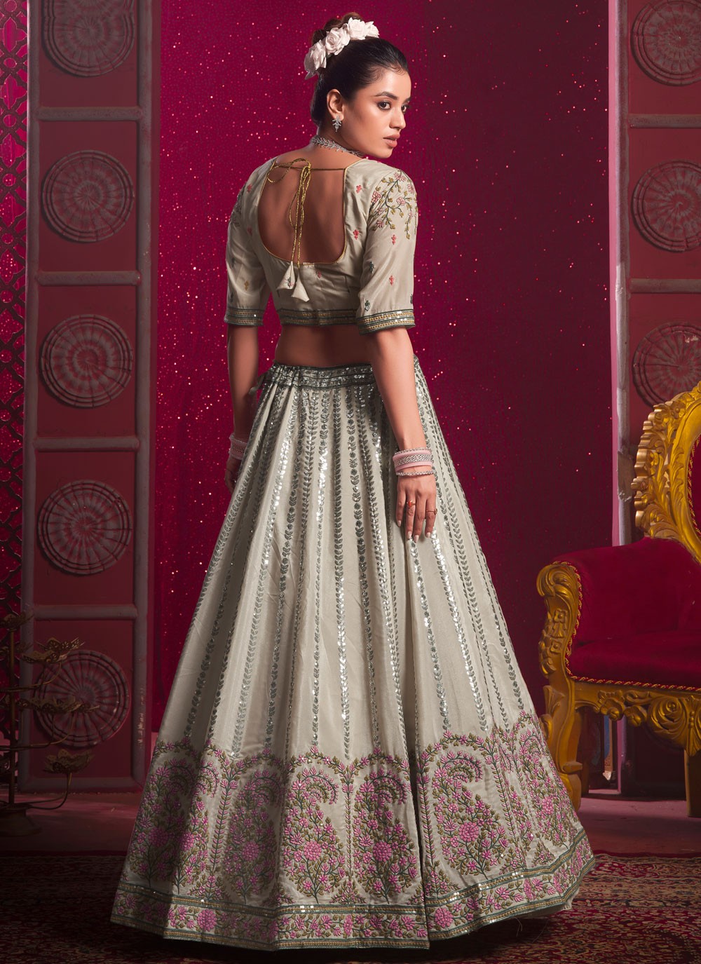 Embroidered Silk Readymade Lehenga Choli - L2211