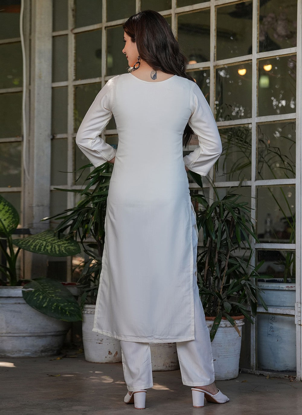 Embroidered Rayon Off White Salwar Suit T6088