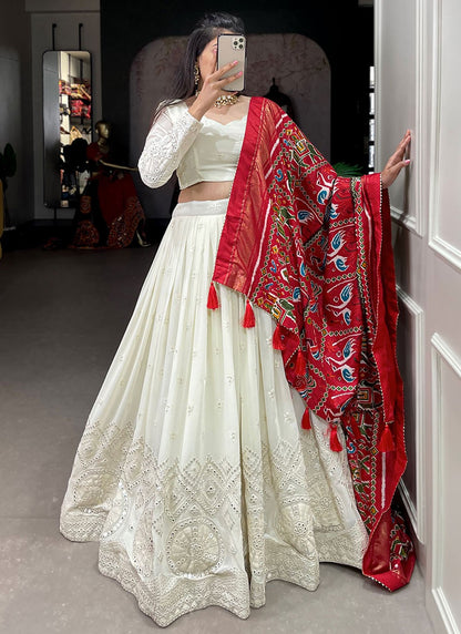 Lucknowi Work Georgette A - Line Lehenga - L2292