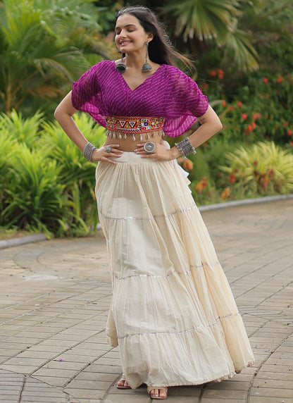 Plain Cotton Readymade Lehenga Choli - L2589