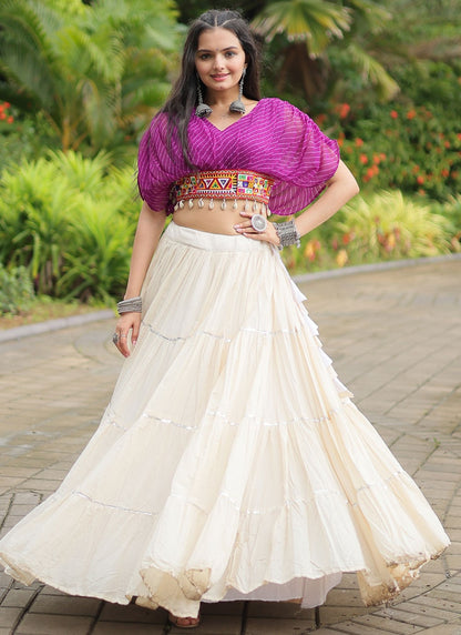 Plain Cotton Readymade Lehenga Choli - L2589