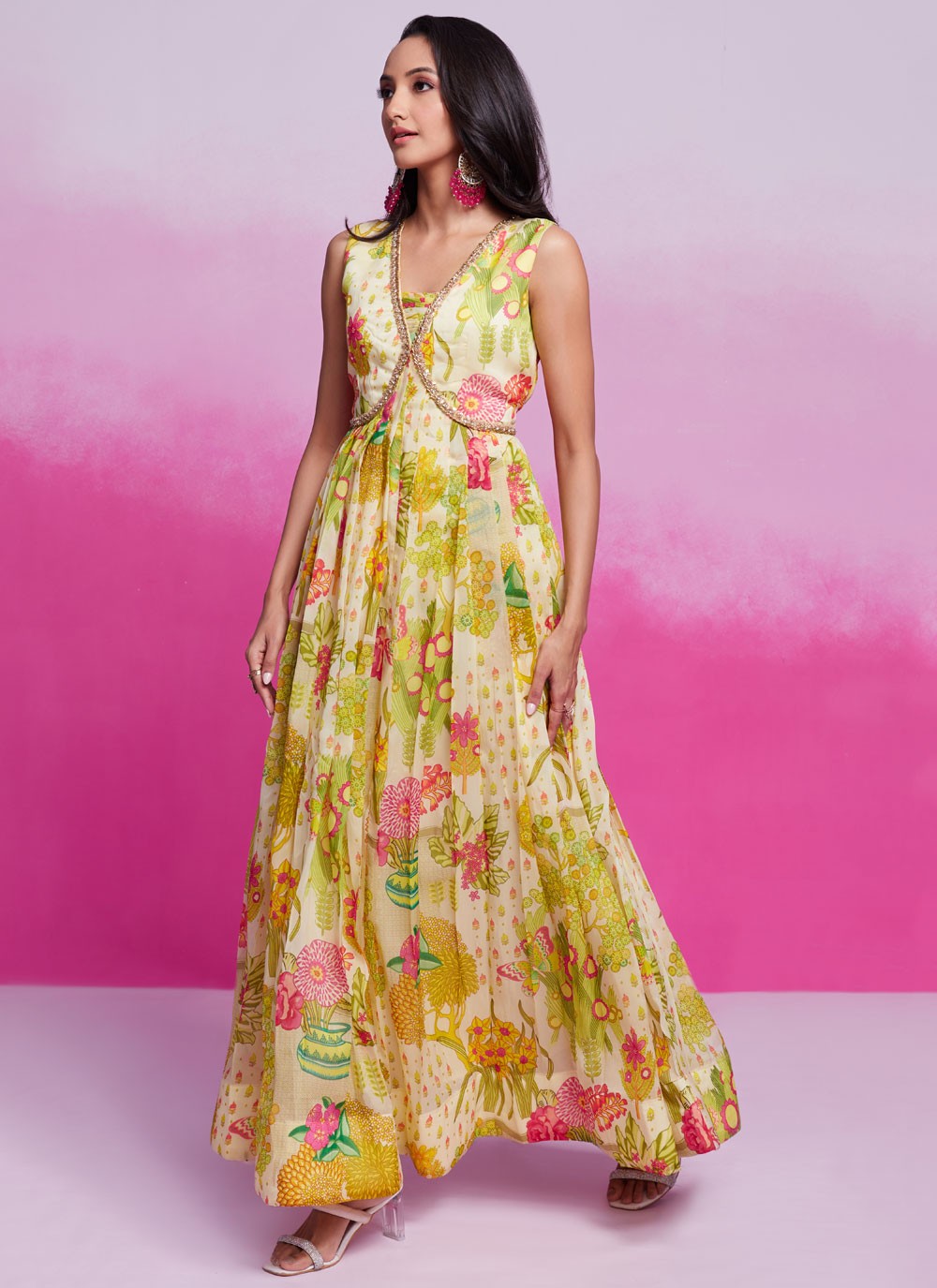Printed Organza Gown - G1904