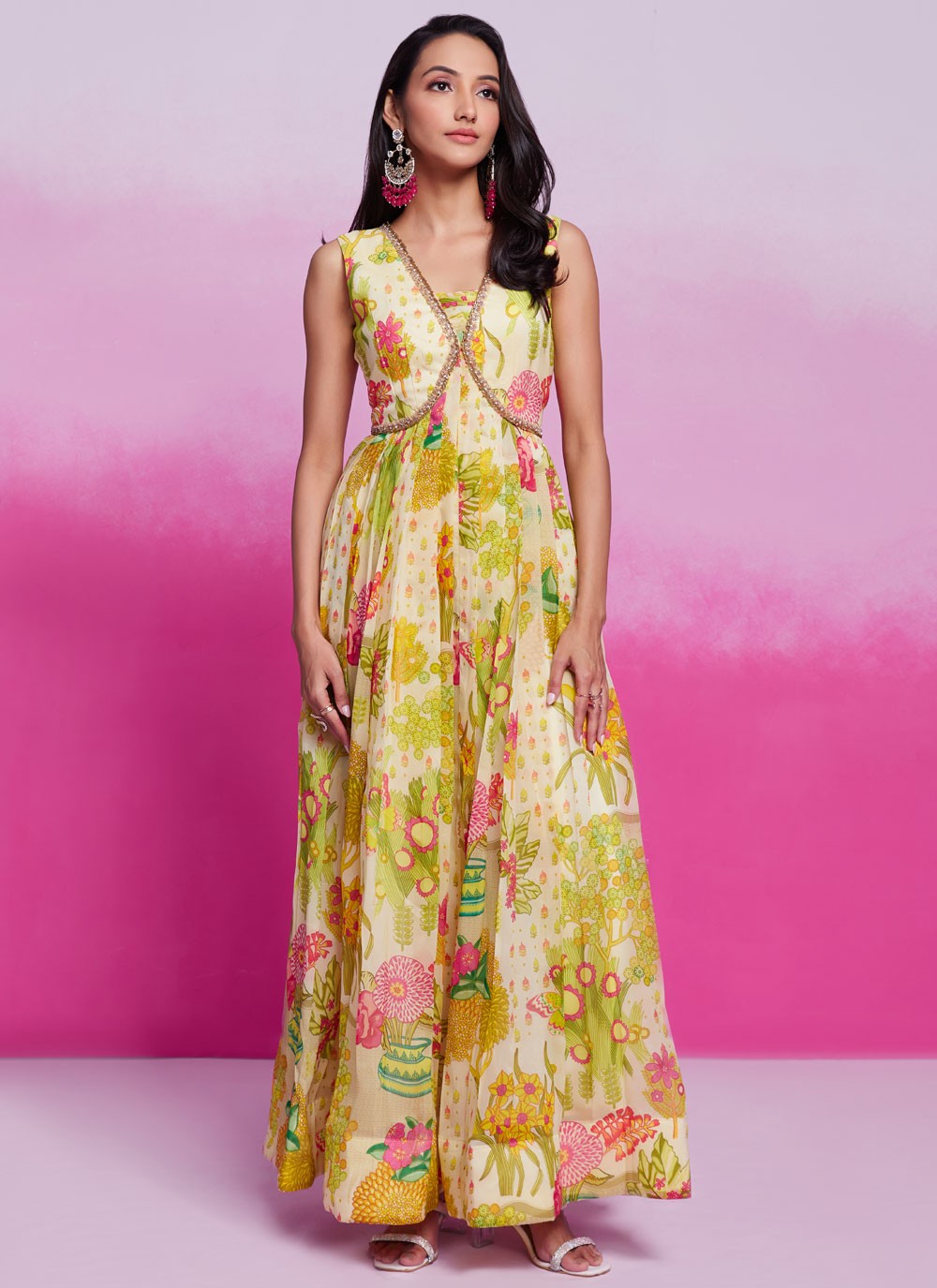 Printed Organza Gown - G1904