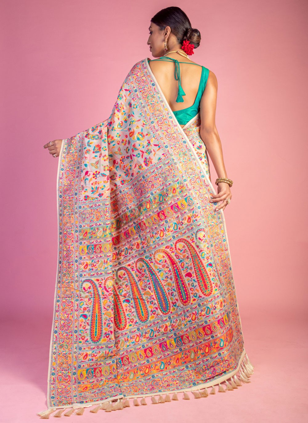 Classic Weaving Zari Pashmina Saree - S6805