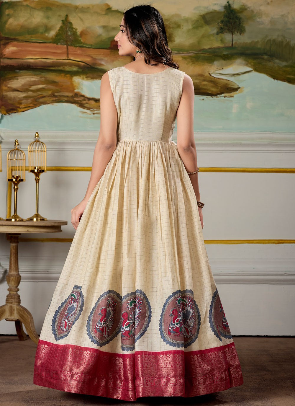 Fancy Work Pure Dola Off White Gown G1953