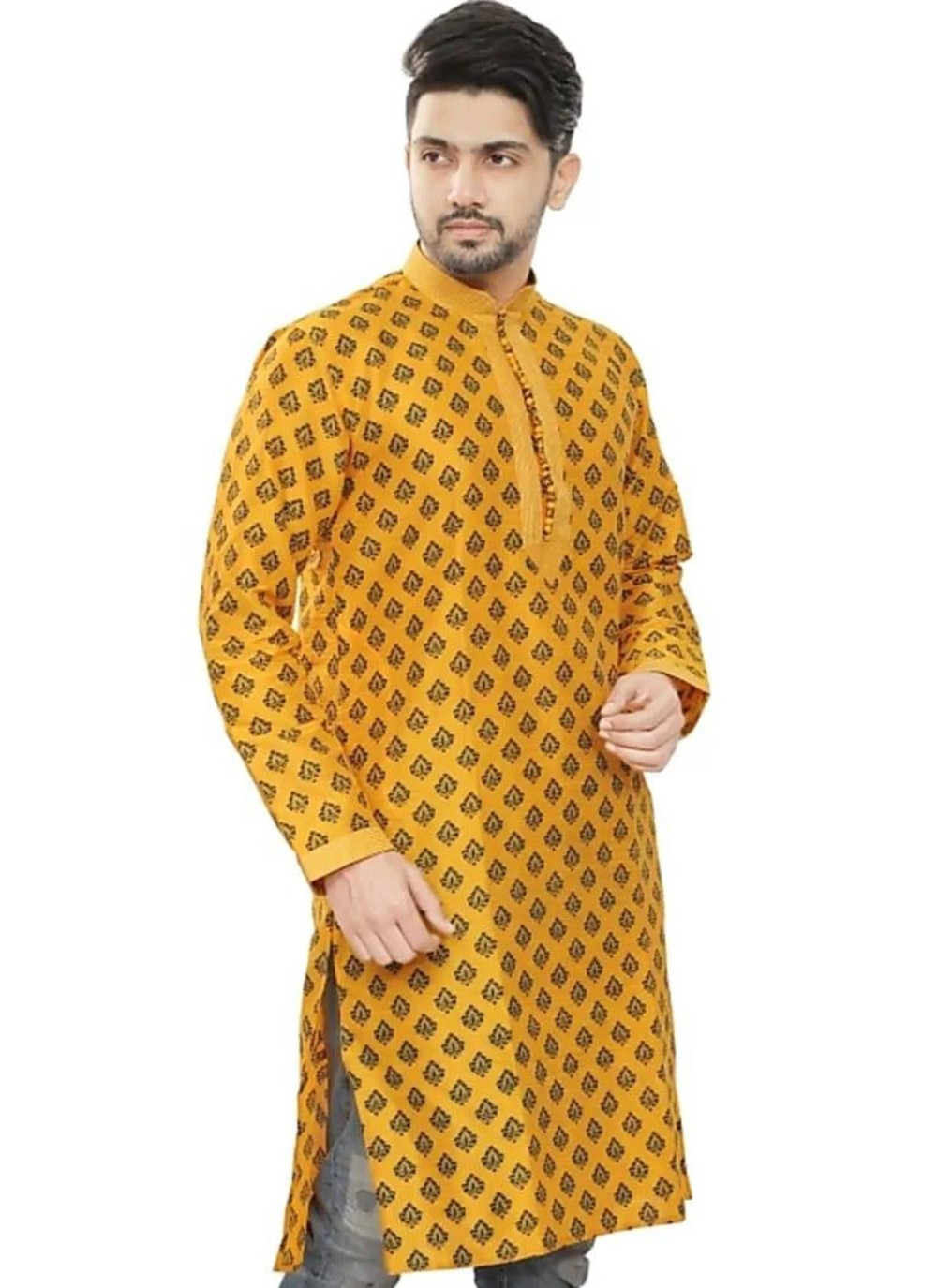 Embroidered Art Dupion Silk Orange Kurta - M4248