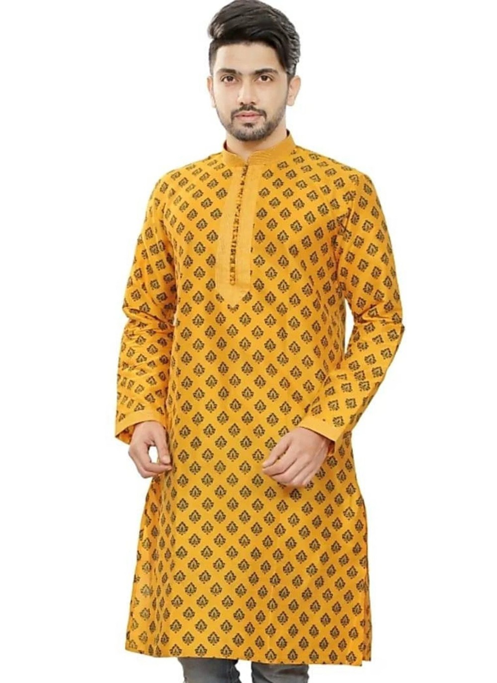 Embroidered Art Dupion Silk Orange Kurta - M4248