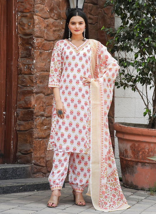 Salwar Suit Lace Orange Muslin T5043