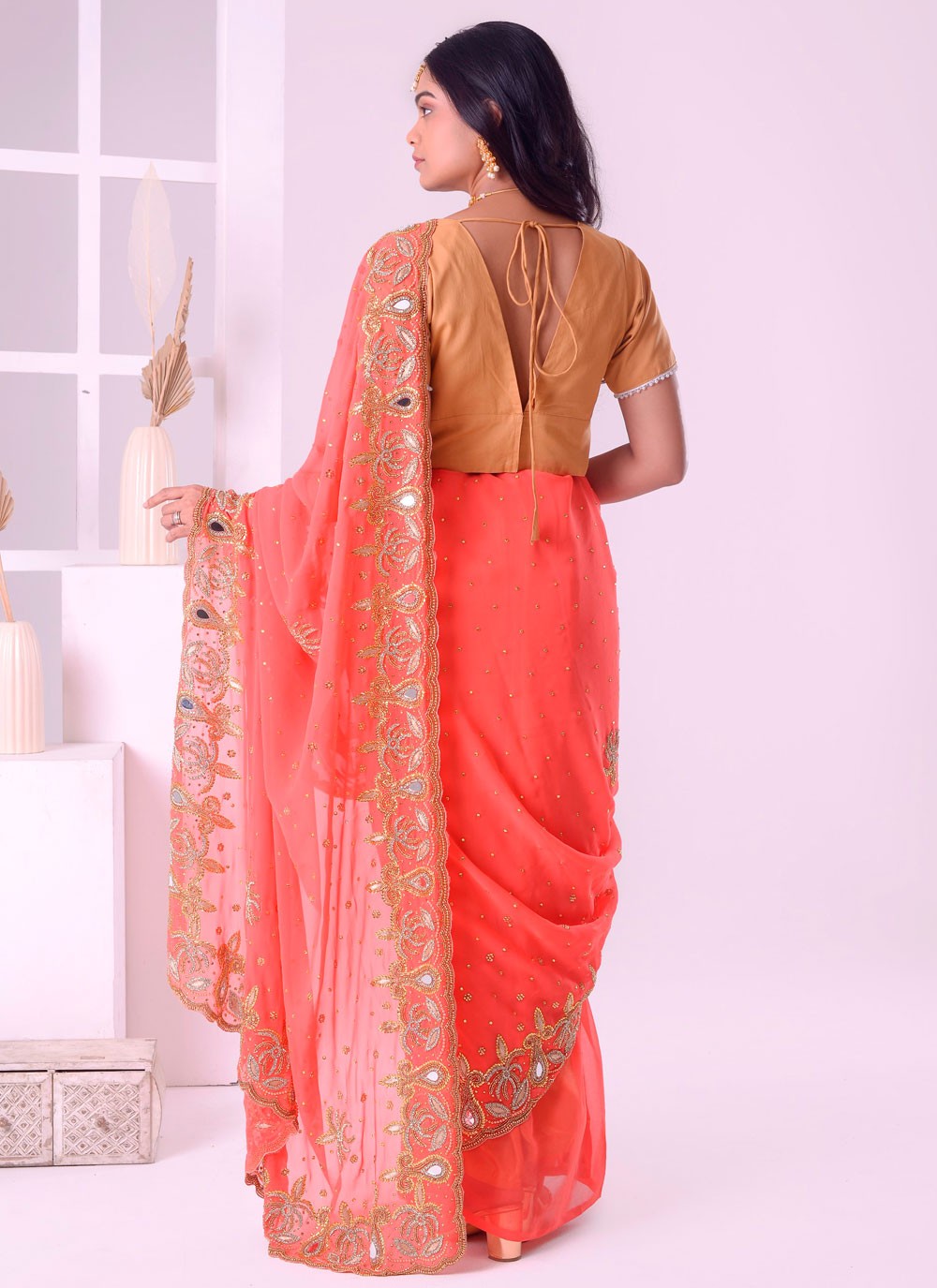 Classic Embroidered Georgette Saree - S7711