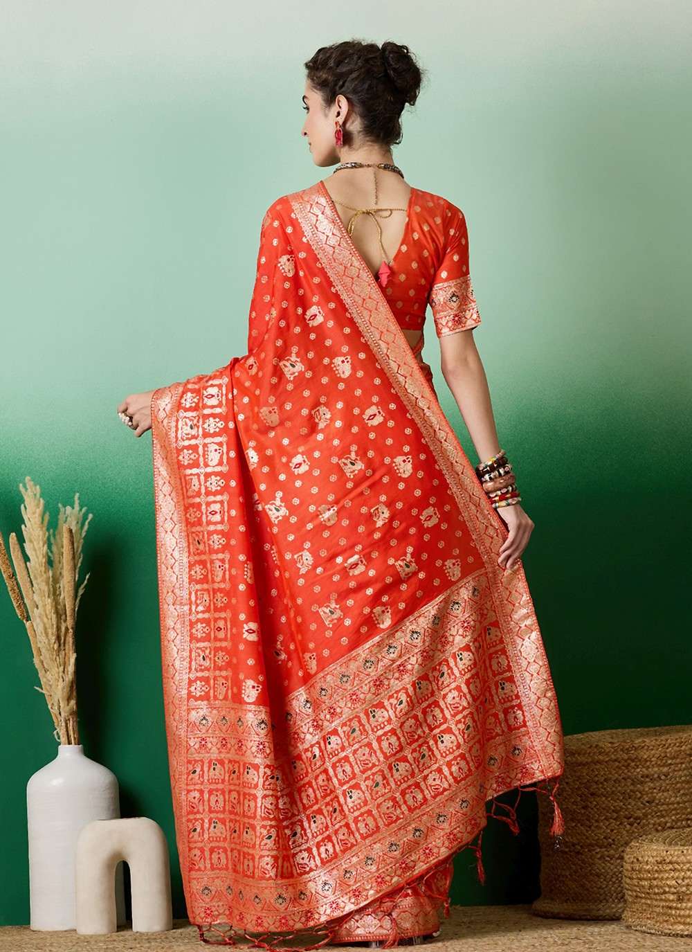 Traditional Jacquard Work Cotton Saree - S6968