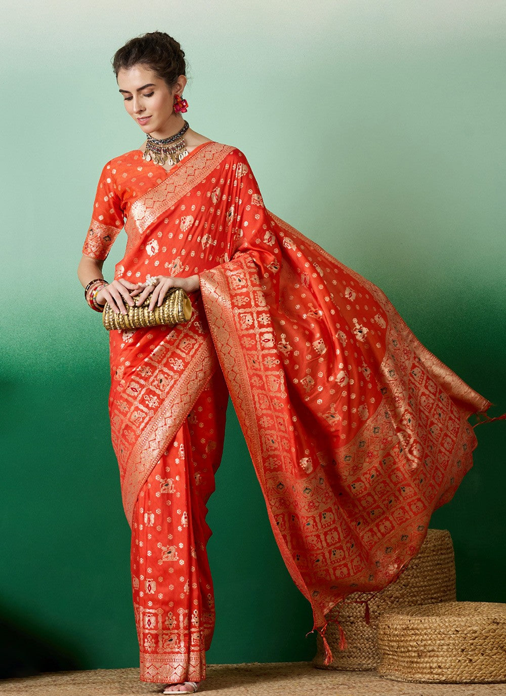 Traditional Jacquard Work Cotton Saree - S6968