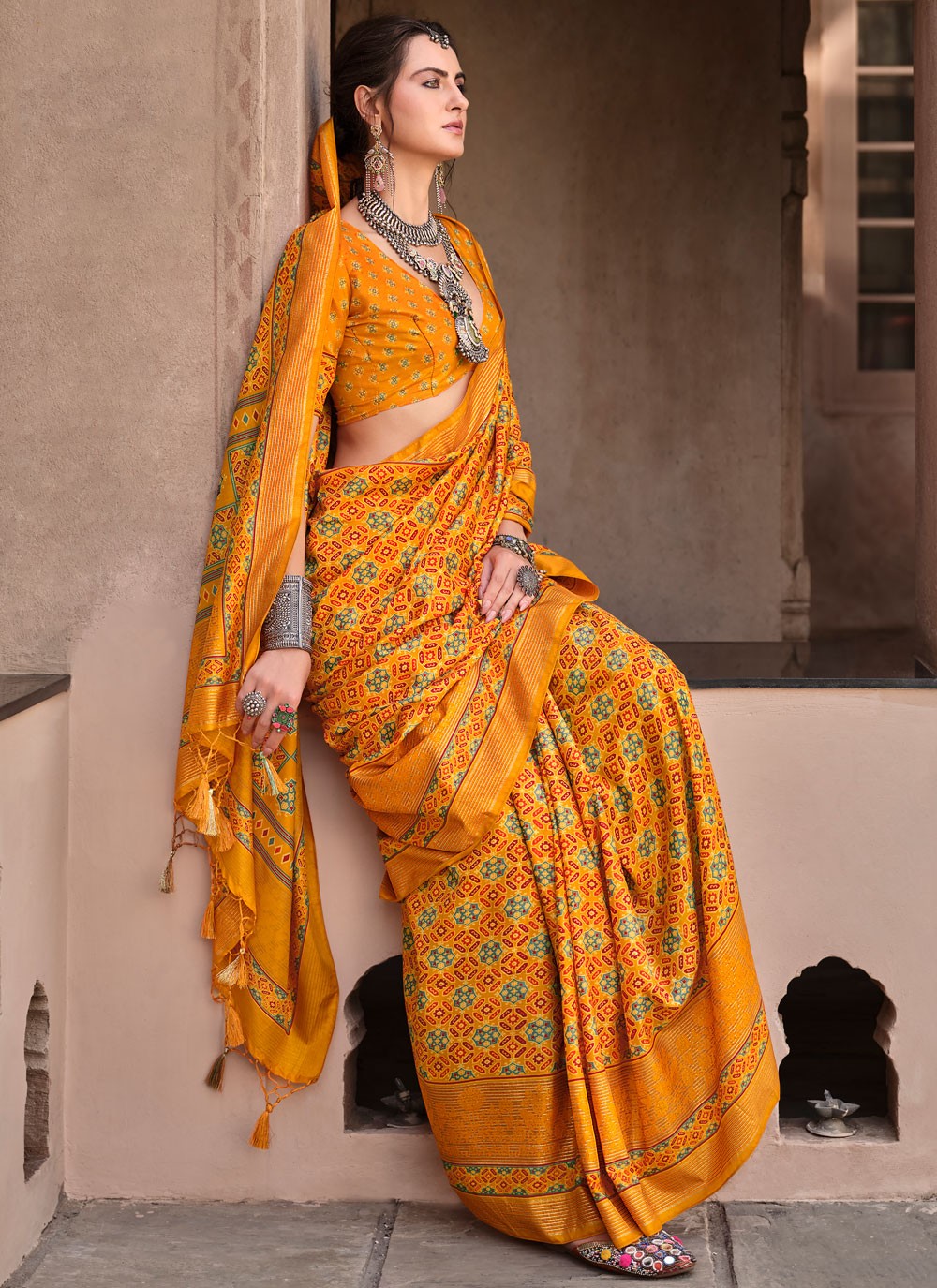 Classic Printed Silk Saree - S8623