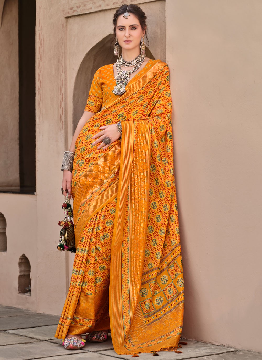Classic Printed Silk Saree - S8623