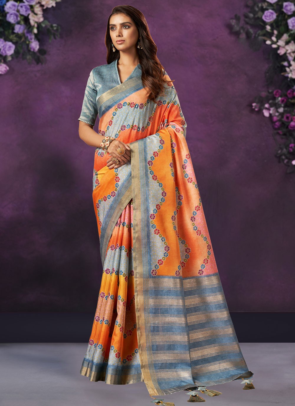 Classic Embroidered Tussar Silk Saree - S9296