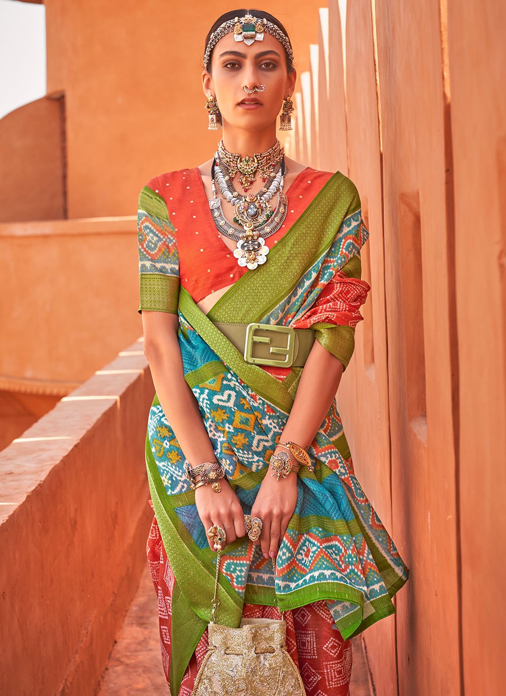 Classic Foliage Prints Cotton Silk Saree - S6712