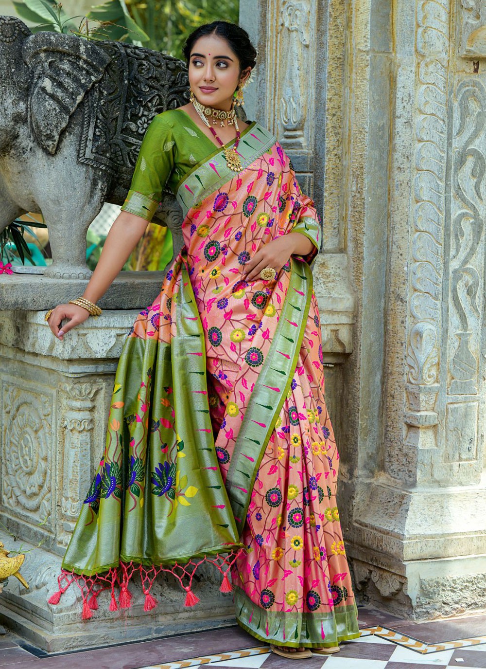 Classic Meenakari Kanjivaram Silk Saree - S4363