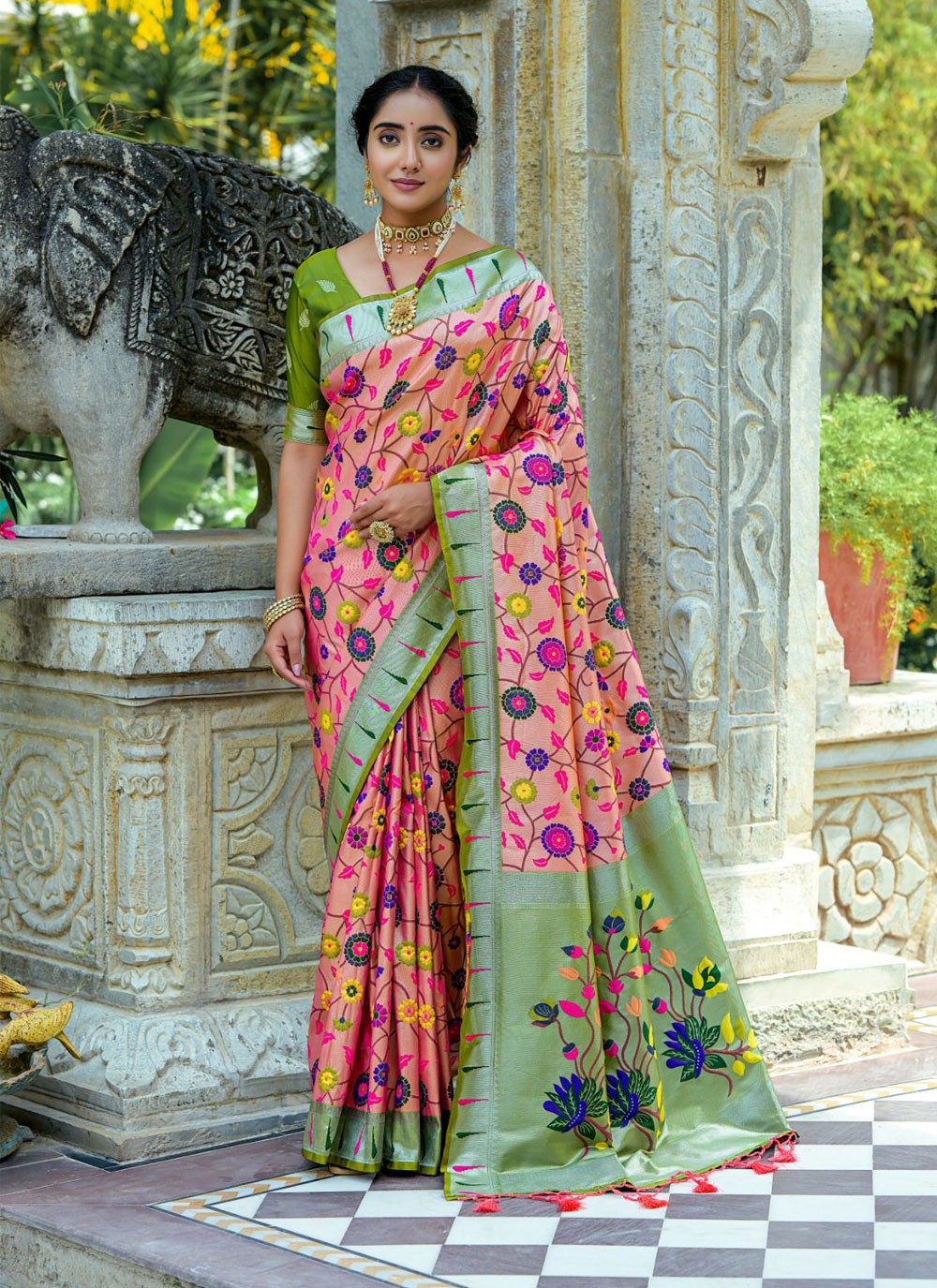 Classic Meenakari Kanjivaram Silk Saree - S4363