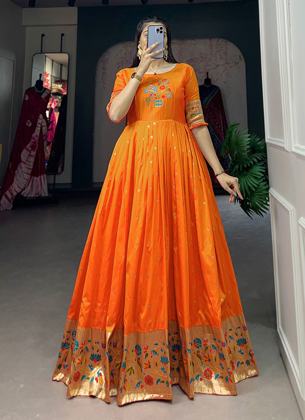 Jacquard Silk Gown - G1317