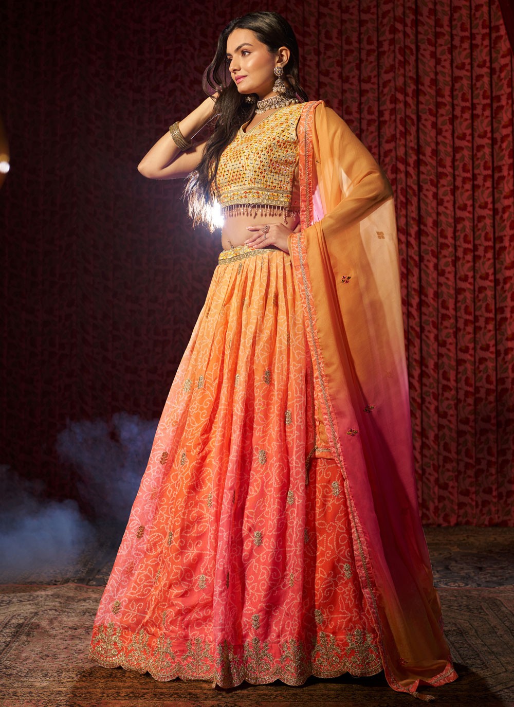 Embroidered Organza A - Line Lehenga - L2430