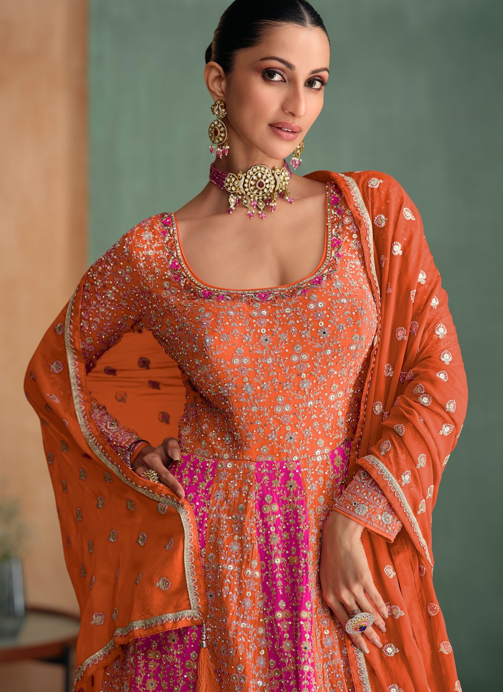 Embroidered Georgette Gown - G1813