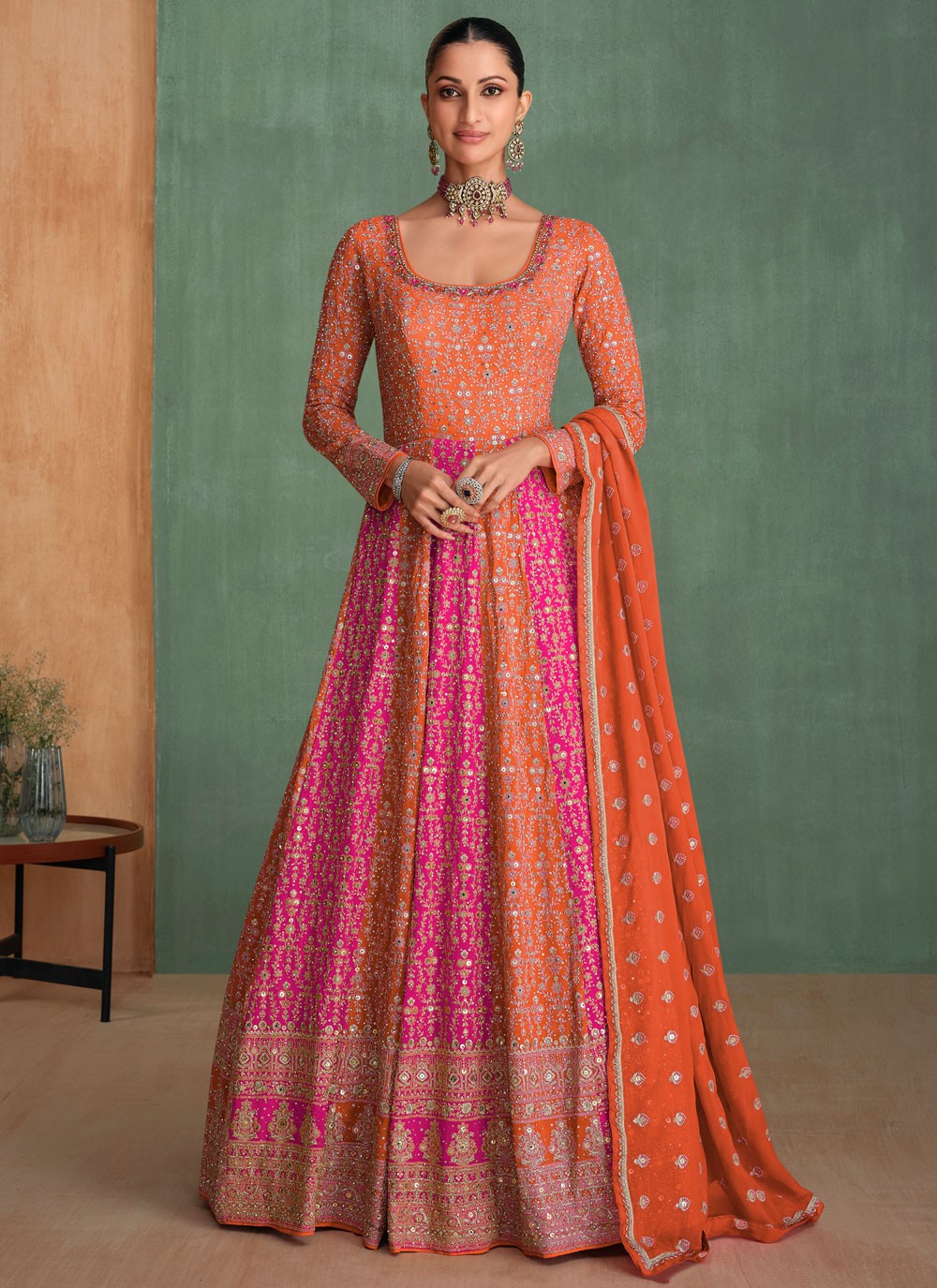 Embroidered Georgette Gown - G1813
