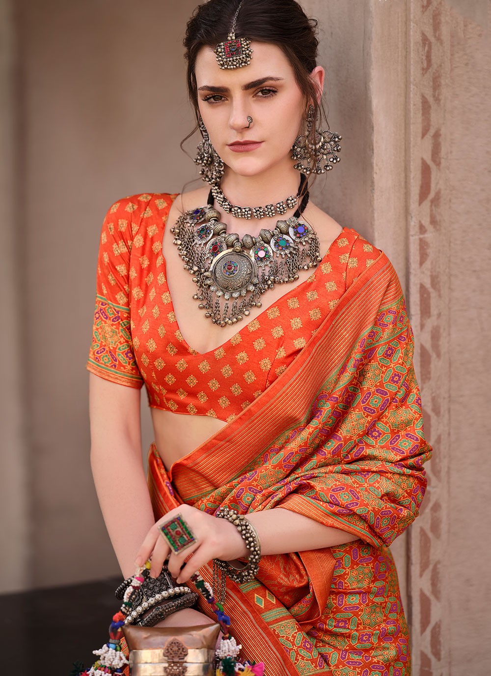 Classic Printed Silk Saree - S8623