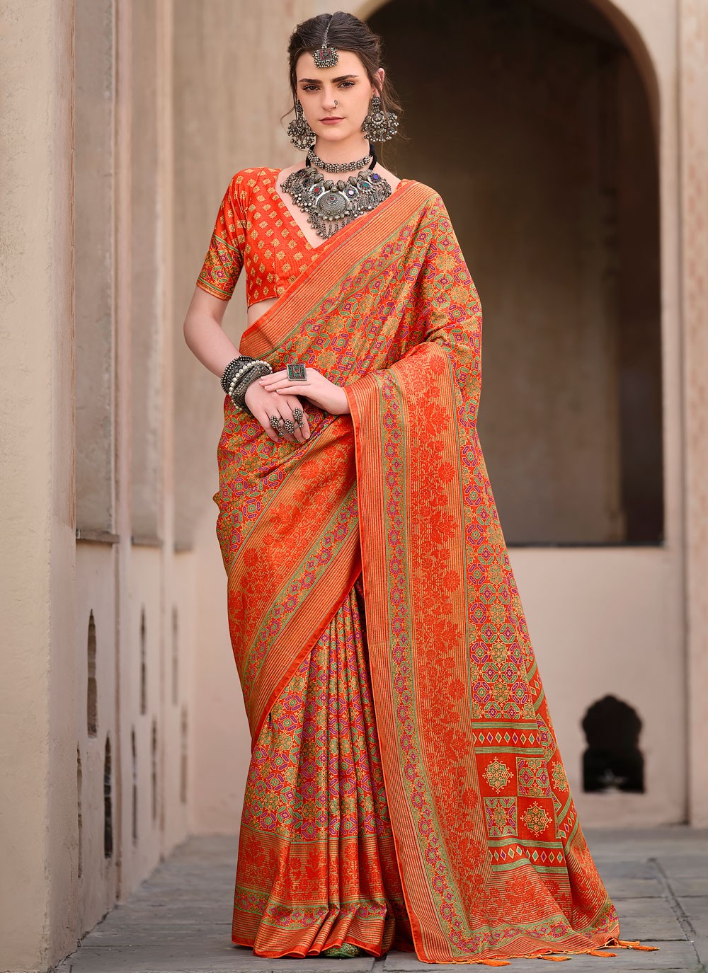 Classic Printed Silk Saree - S8623